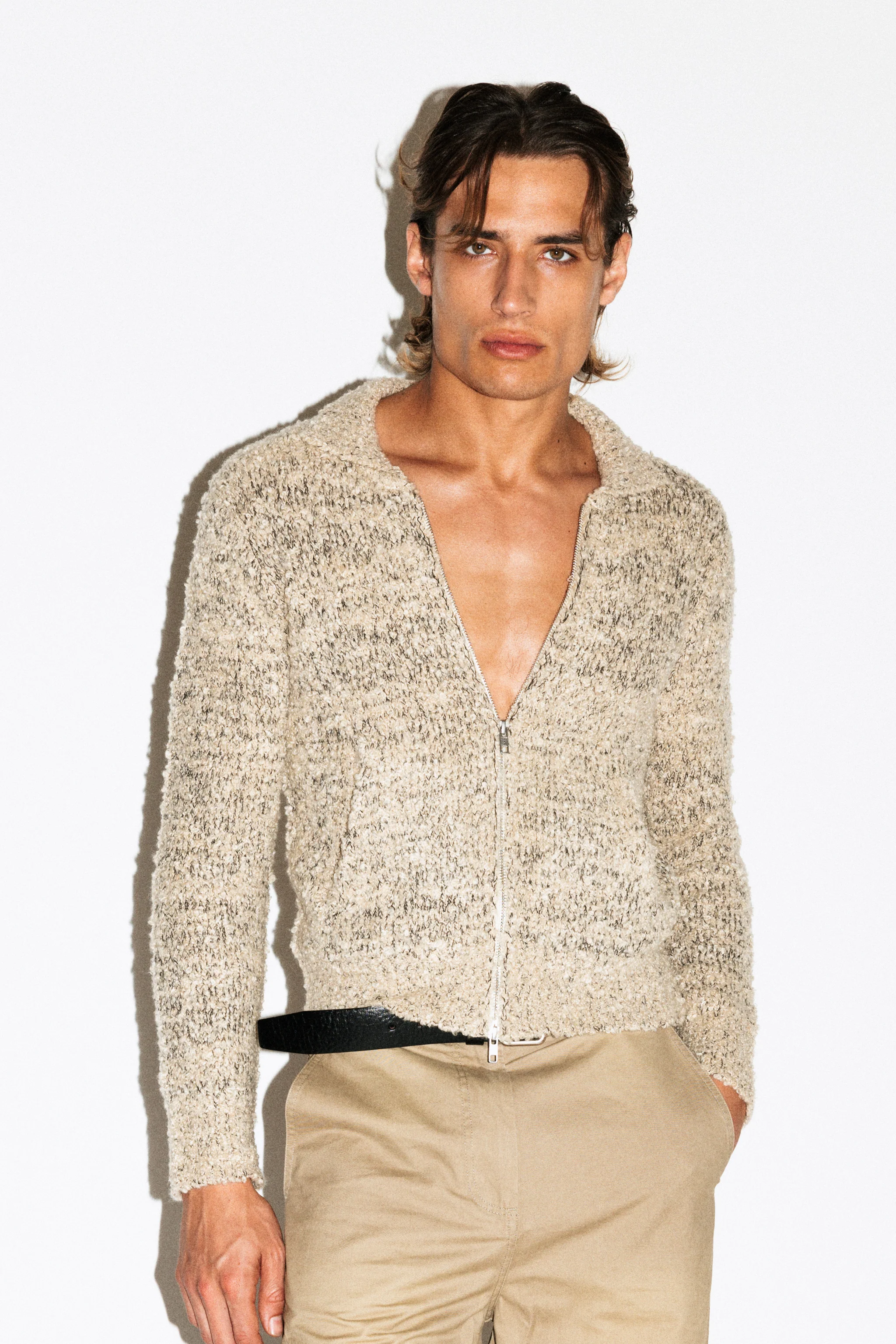 Hoover Textural Slim Zip Cardigan - Image 13