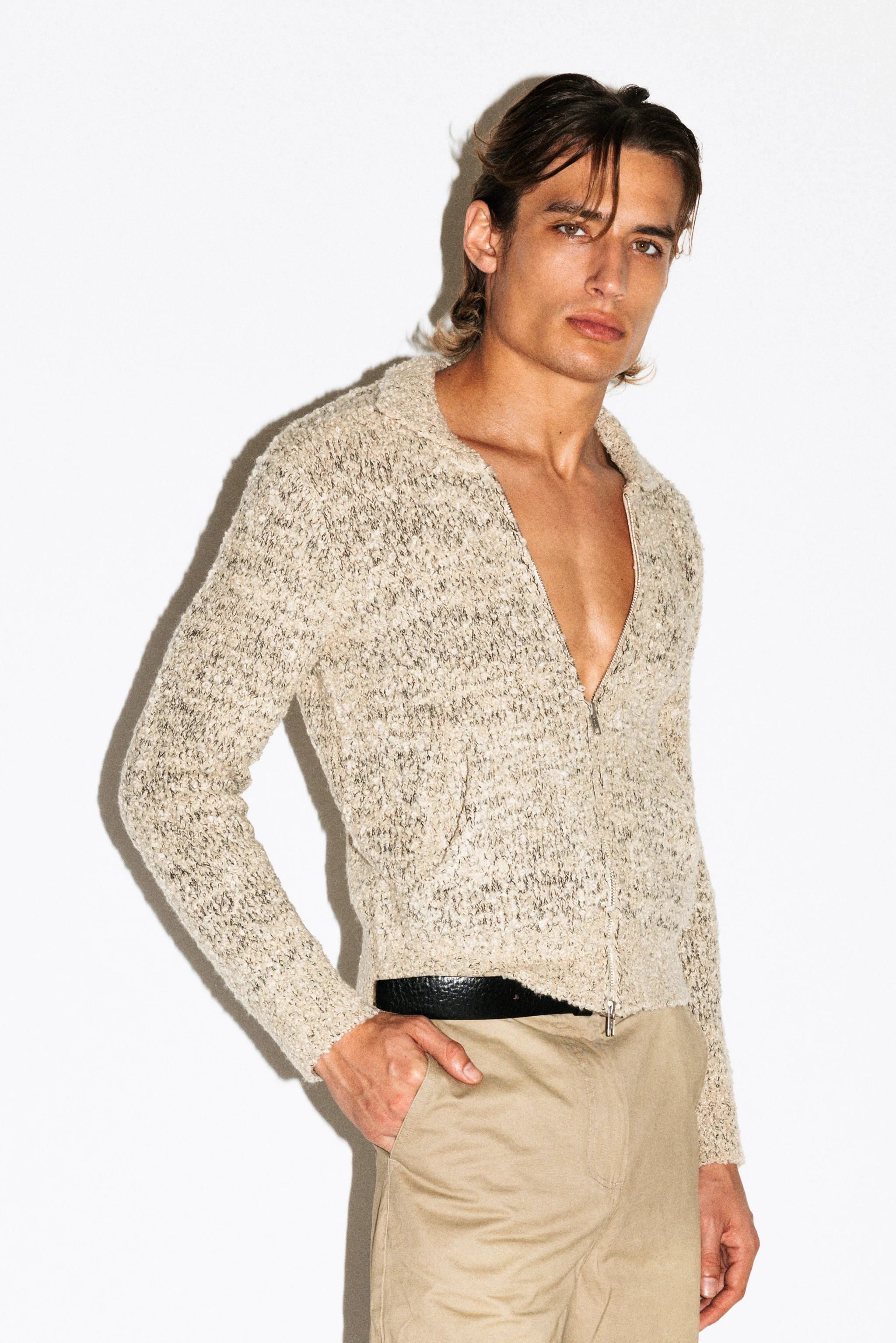 Hoover Textural Slim Zip Cardigan - Image 14