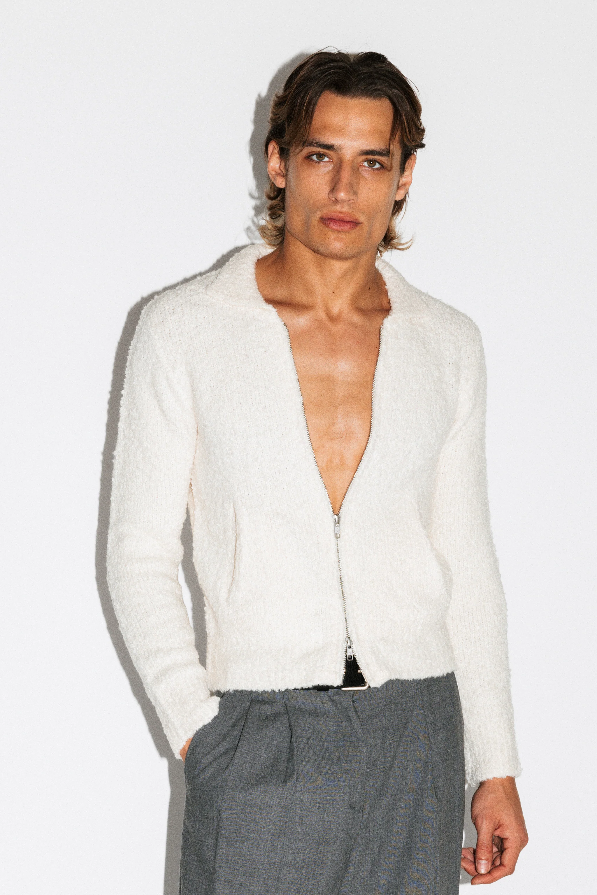 Hoover Textural Slim Zip Cardigan - Image 9